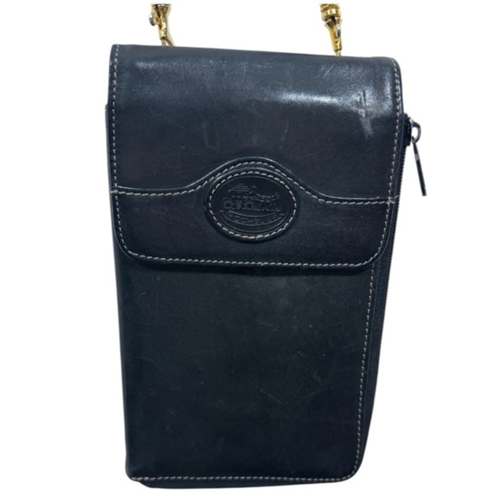 Rochelier Wallet Genuine Leather Straplet Brown Card Holder Change Pocket Zipper